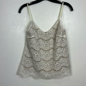 NWT Love Fire Lace Tan White V-neck Spaghetti Straps Top Size M